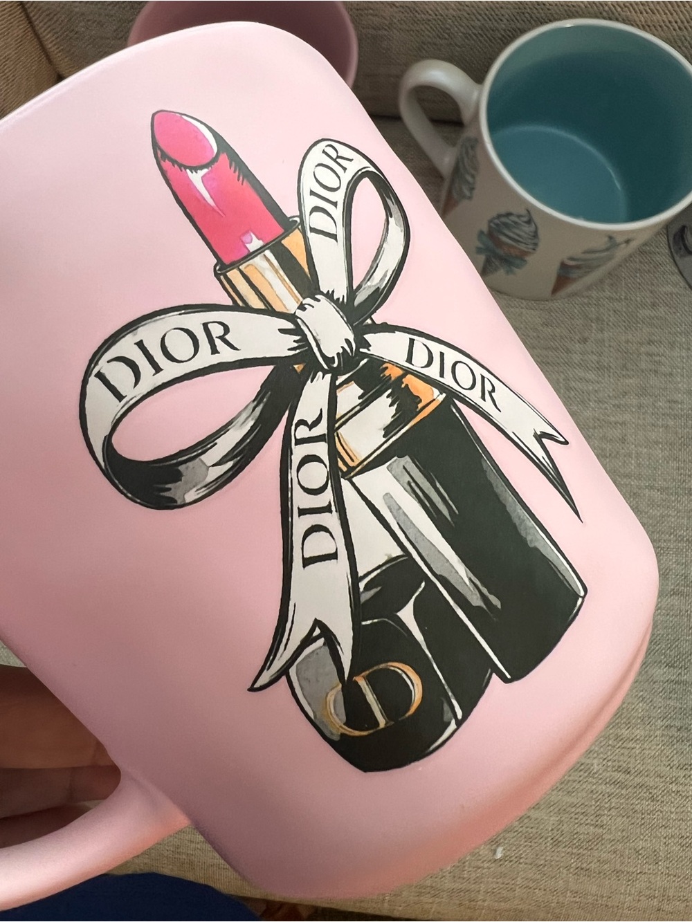 Pink Decorative Ceramic Dior Mugs - Set of 2
